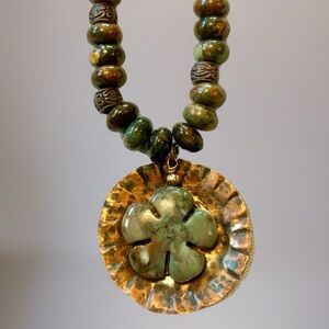 Handmade Copper & Jasper Necklace | Boho Artisan Pendant